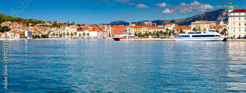 Split. Panorama of the city promenade on a sunny day. © pillerss
