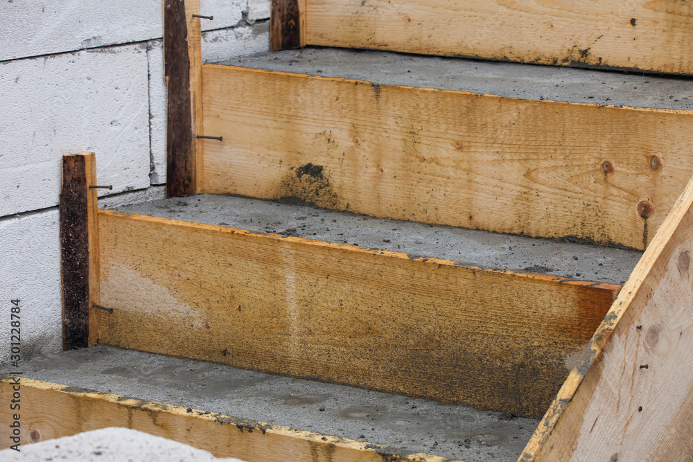 concrete stairs construction with wooden sheating concrete stairs construction with wooden sheating