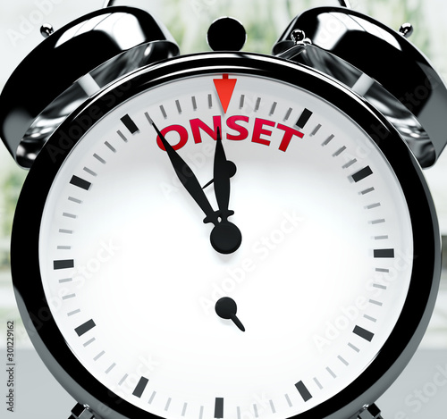 Tablou pe pânză Onset soon, almost there, in short time - a clock symbolizes a reminder that Ons