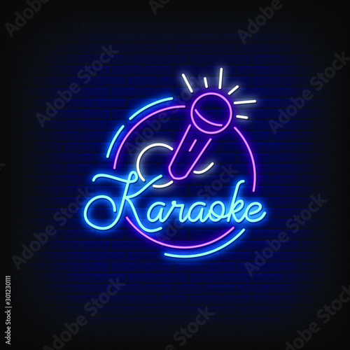Karaoke Neon Signs Style Text Vector