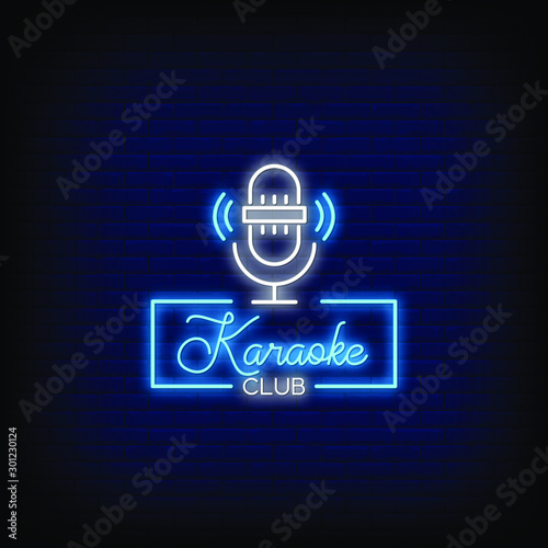 Karaoke Neon Signs Style Text Vector