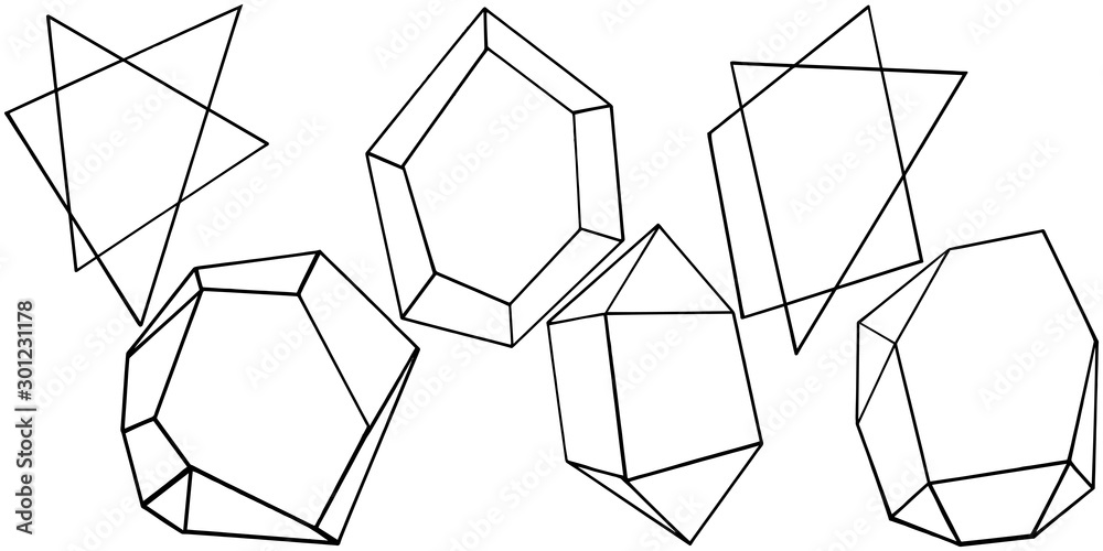 Vector diamond rock jewelry mineral. Isolated illustration element. Black and white engraved ink art.