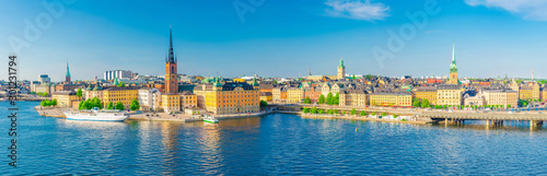 Photo Aerial scenic panoramic view of Stockholm skyline with Old town Gamla Stan, typi