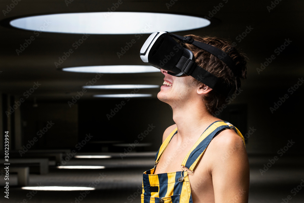 young man with reality virtual young man with reality virtual