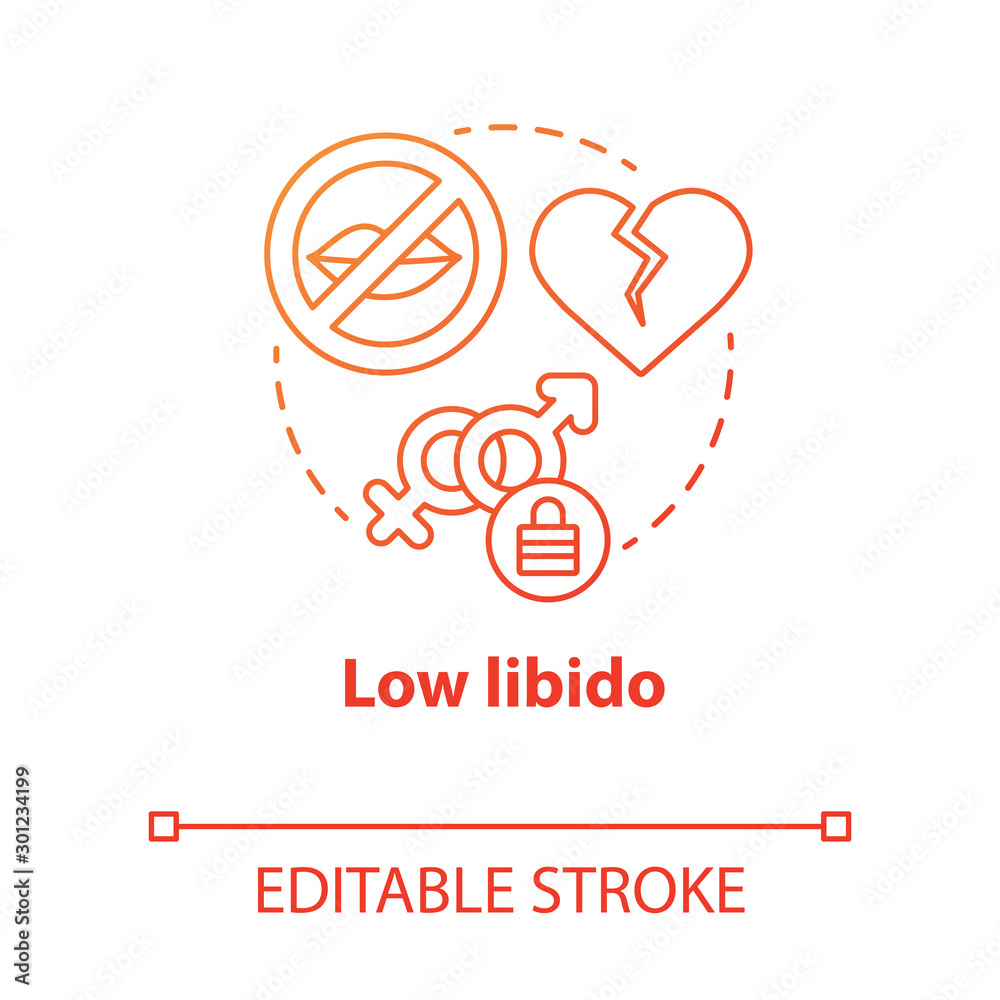 Low libido concept icon. Treason. Lack of physical contact. Slowing down  sex life. Fear of intimacy after failure idea thin line illustration.  Vector isolated outline drawing. Editable stroke Stock Vector | Adobe