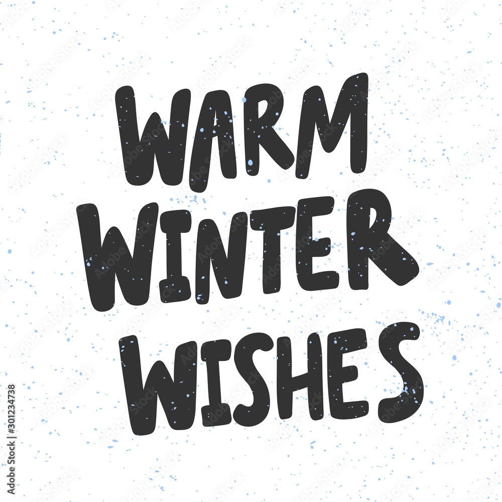 Warm winter wishes. Christmas and happy New Year vector hand drawn illustration banner with cartoon comic lettering. Warm winter wishes. Christmas and happy New Year vector hand drawn illustration banner with cartoon comic lettering.