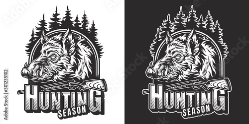 Monochrome hunting season vintage print