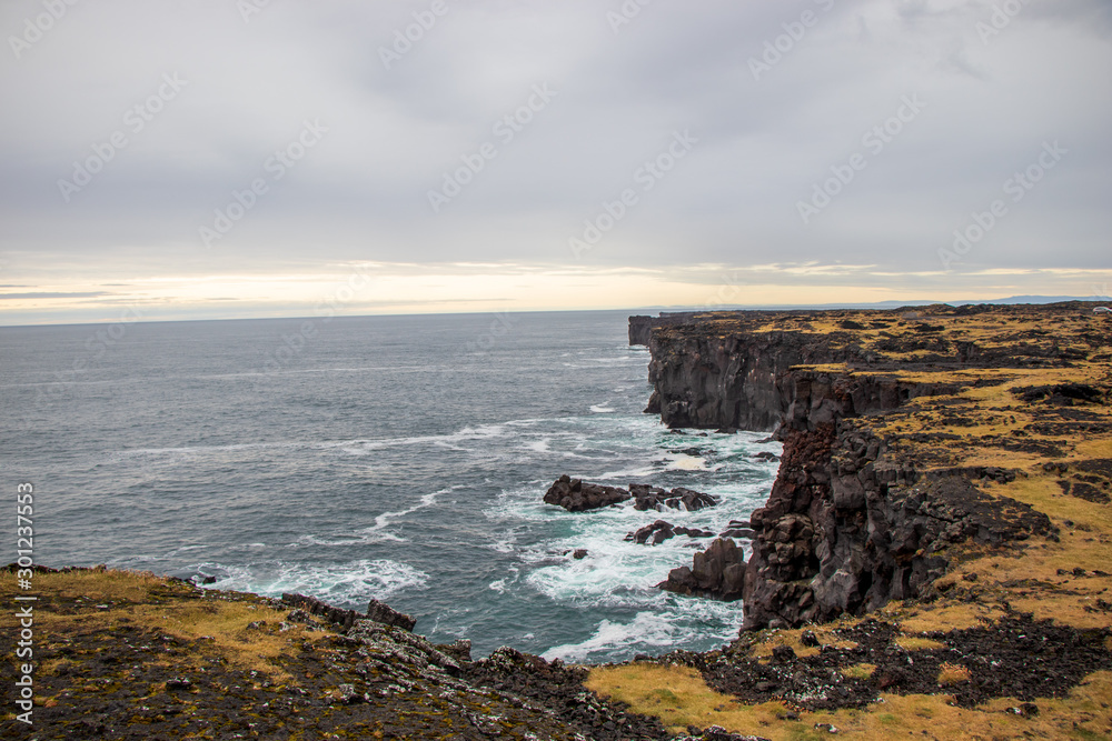 rough rugged coastline in Iceland