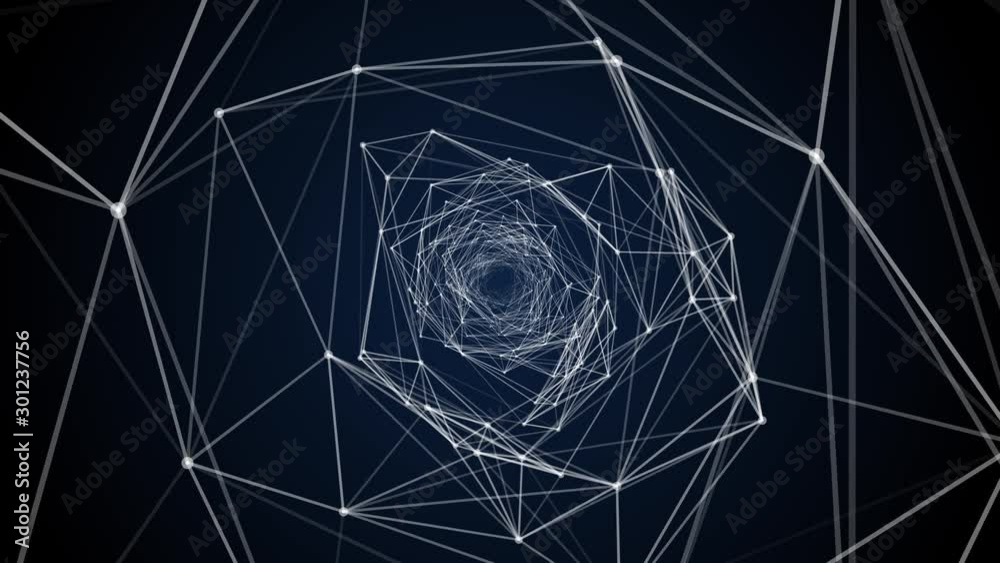 Abstract flying inside particles vortex tunnel. 4k 3d animation.