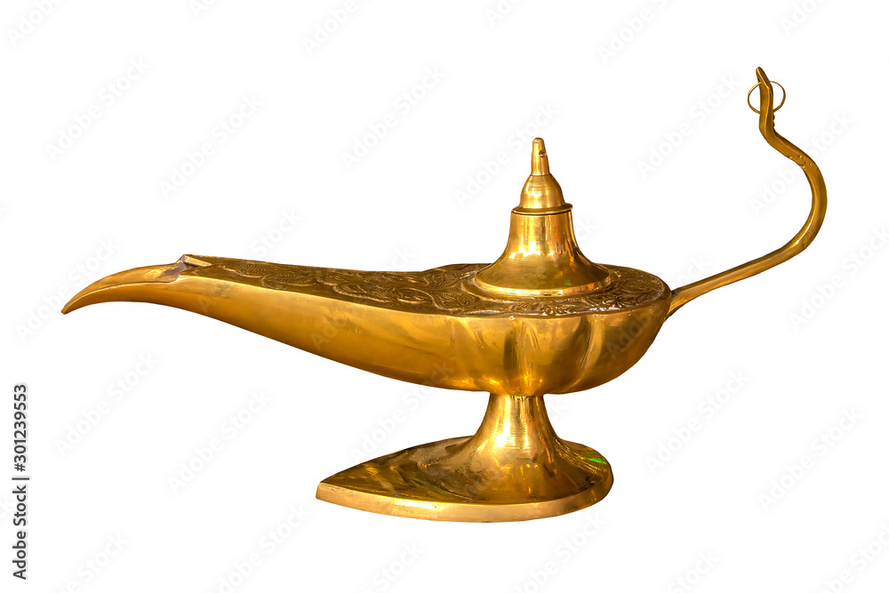 Aladdin's Golden lamp on a white background. Etched lamp images Aladdin's Golden lamp on a white background. Etched lamp images