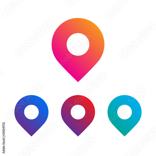 Map location pin icon set. Vector illustration