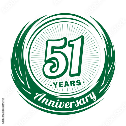 Fifty-one years anniversary celebration logotype. 51st anniversary logo. Vector and illustration.