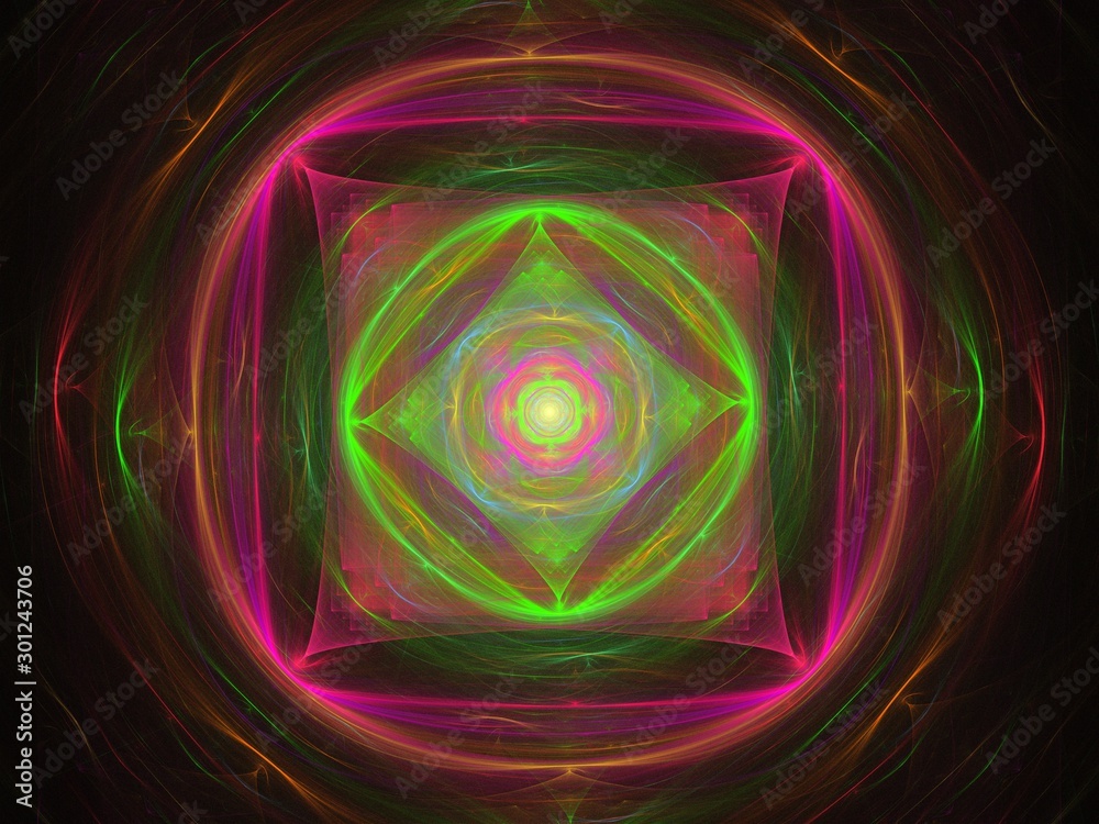 Multicolored bright fractal plasma ball in sky, computer generated abstract background. .Abstract energy background Multicolored bright fractal plasma ball in sky, computer generated abstract background. .Abstract energy background