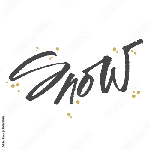 Snow winter word christmas new year cute line vector isolated white background
