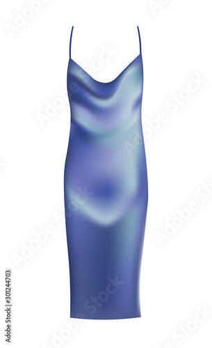 Blue silk sleep dress. vector illustration