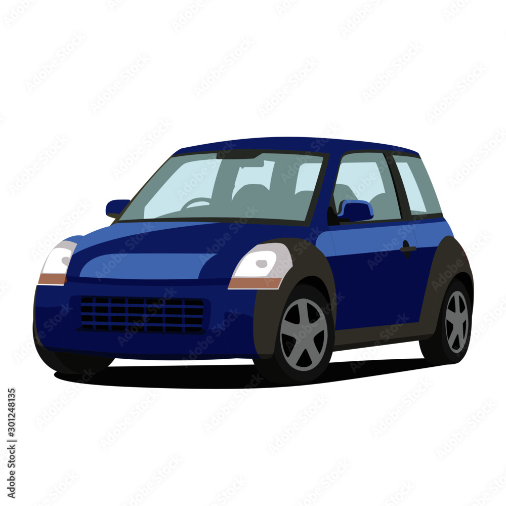 Hatchback blue realistic vector illustration isolated Hatchback blue realistic vector illustration isolated