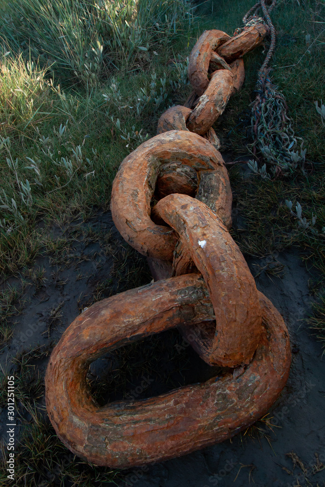rusty chain on background