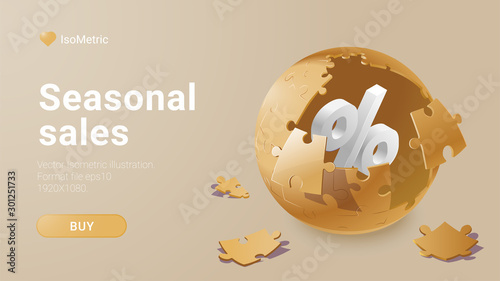 Isometric Christmas shopping banners and buttons set. Online shopping. Online sale. Christmas sale banners set with gifts and isometric design. Black Friday banner, Vector illustration