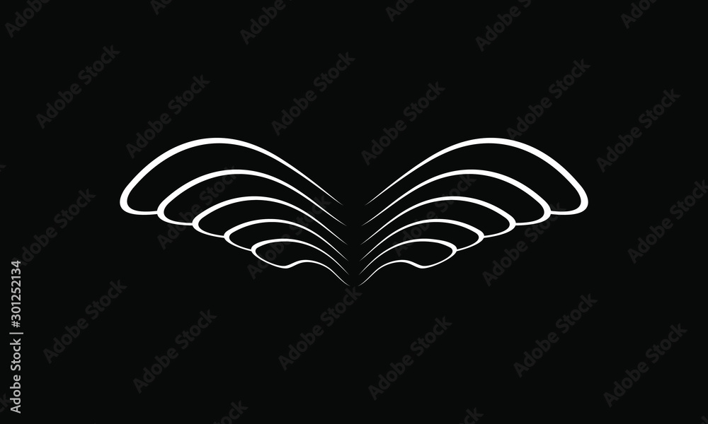 Wing icon design isolated on black background. Vector illustration