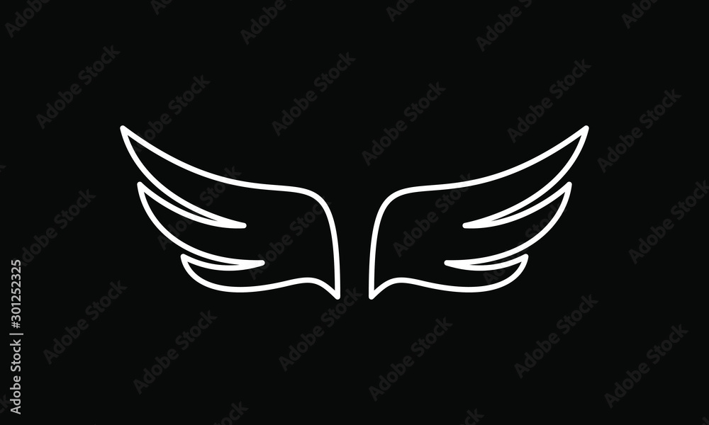 Wing icon design isolated on black background. Vector illustration