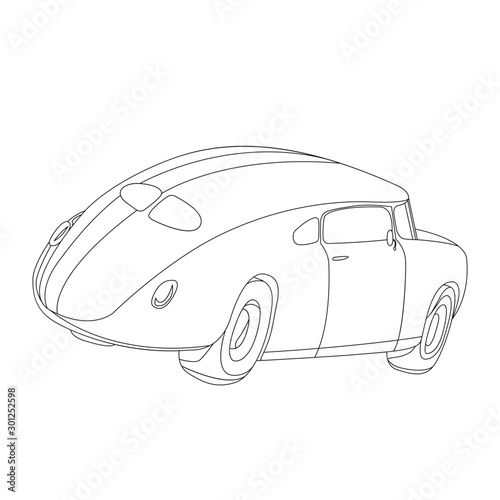Classic car contour vector illustration isolated