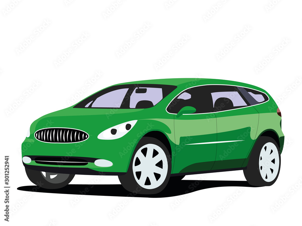 SUV green realistic vector illustration isolated