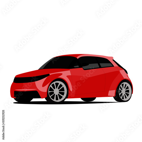 Hatchback red realistic vector illustration isolated