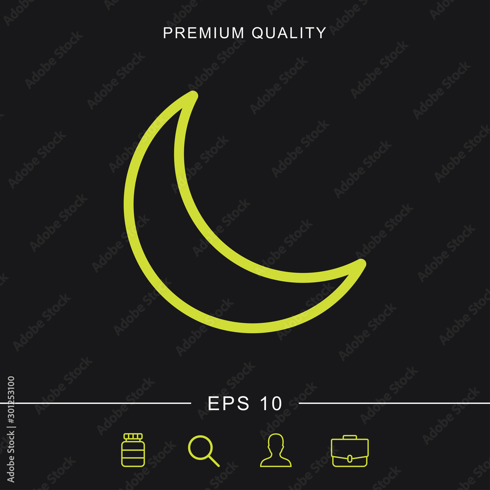 Obraz premium Moon outline icon for web and mobile