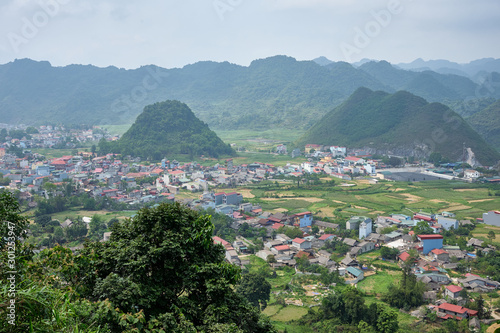 city surrounded by mountains at Ha Giang, north Vietnam