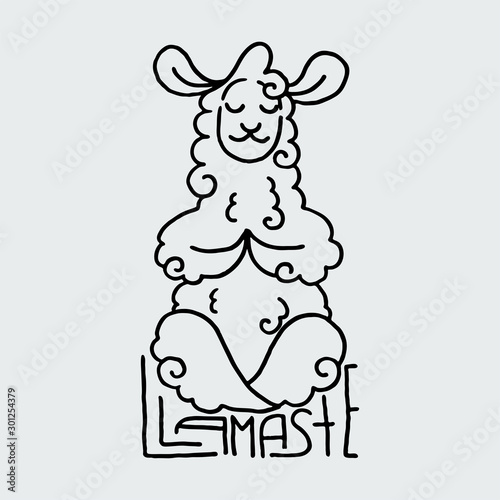 Llamaste. Cute furry llama cute card. Cute alpaca drawing hand drawn vector image for cards  prints  t-shirts  cases  designs.