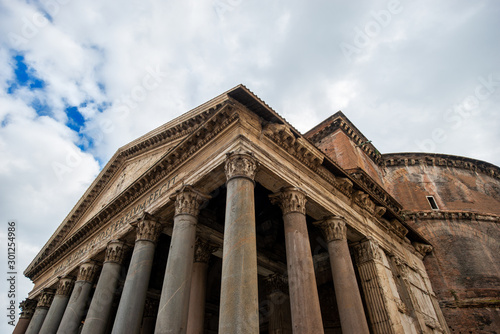 Pantheon in Rome, Italy on a cloudy day
