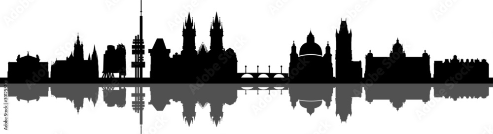 Prag City Skyline Vector Silhouette