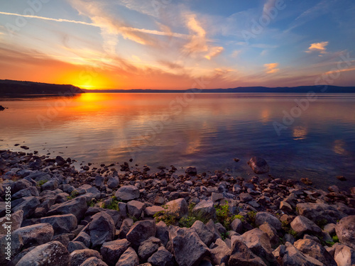 Breathtaking sunset at Bracciano Lake, Italy