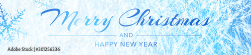 Frost pattern background (Merry Christmas holiday banner). Frozen texture in winter (vector ice crystals) with snowflakes