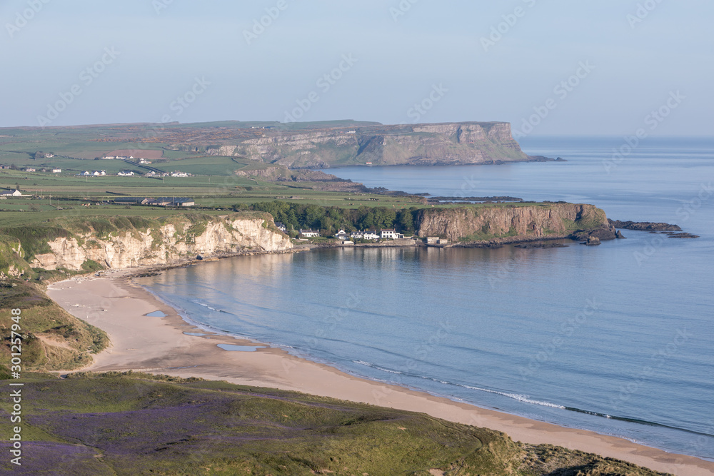 Northern Ireland coastline with Whitepark Bay beach in the foreground