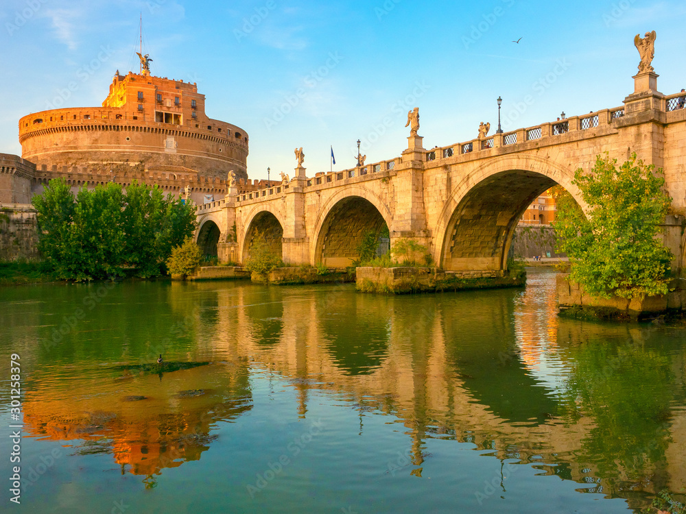 Castel Sant Angelo or Mausoleum of Hadrian in Rome Italy, built in ancient Rome, it is now the famous tourist attraction of Italy.