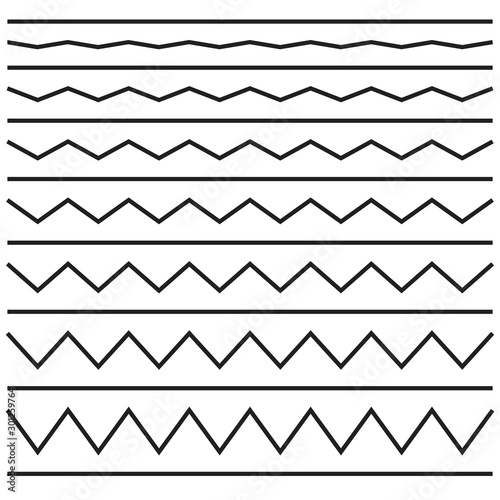A set of wavy - wavy and zigzag - crosses cross horizontal lines. Vector illustration