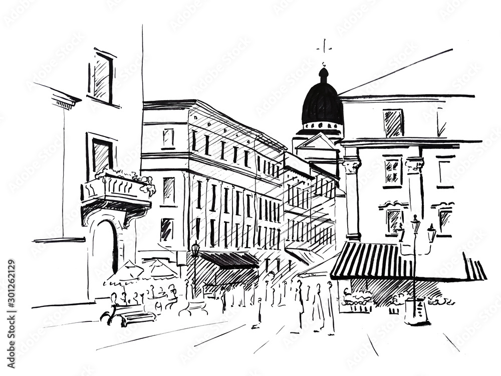 Old town sketch