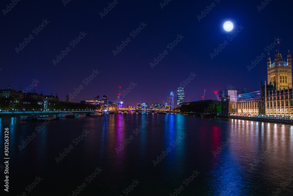 River Thames by night long exposure.