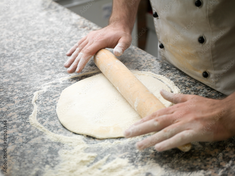 freshly backed pizza  process