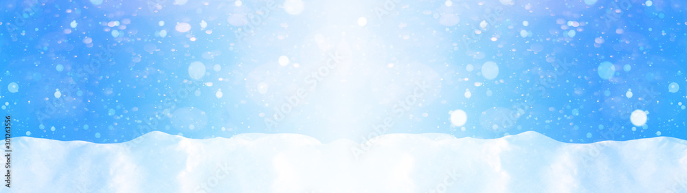 snowflakes snow blue sky - winter background banner long