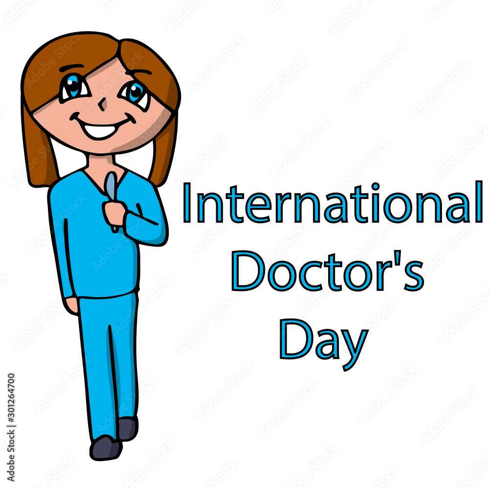 poster to international doctors day with female doctor. isolated vector illustration poster to international doctors day with female doctor. isolated vector illustration