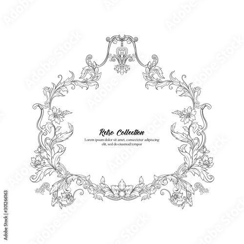 Elements In baroque, rococo, victorian renaissance style. Trendy floral vintage pattern. Vector illustration