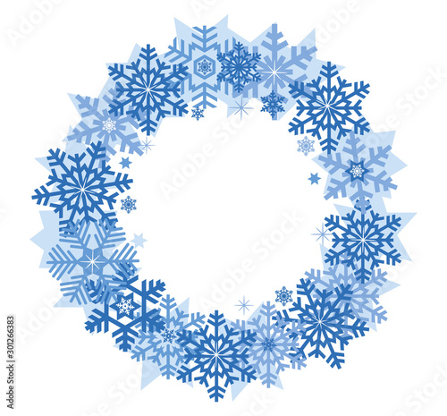 round Christmas wreath frame made from snowflakes