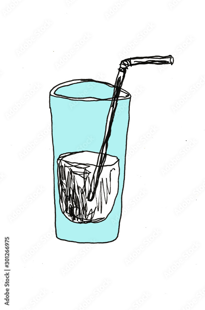 a glass of water hand drawn with stroke. pen pencil illustration a glass of water hand drawn with stroke. pen pencil illustration