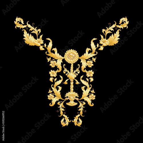 Elements In baroque, rococo victorian renaissance style. Trendy floral vintage pattern. Vector illustration