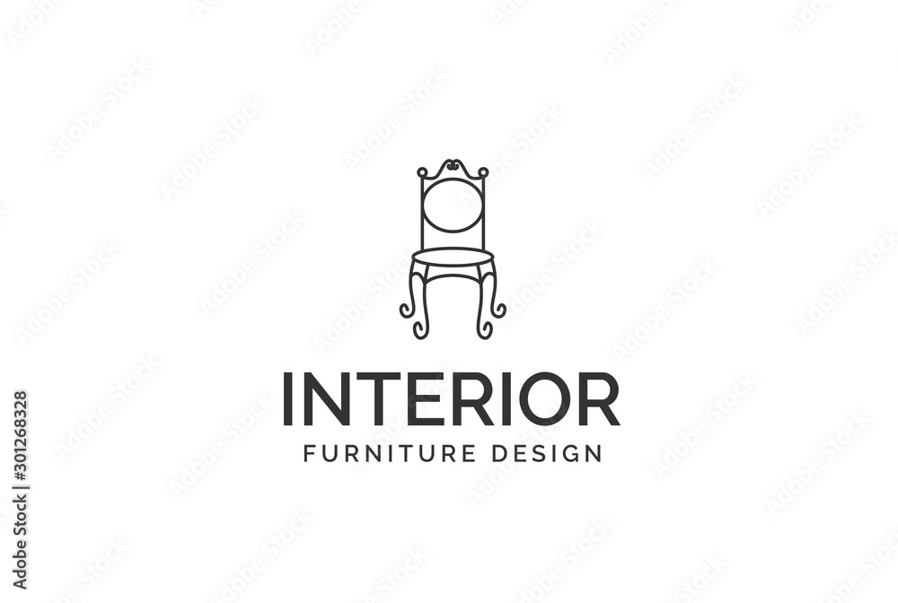 Classic chair furniture interior logo design flat vector graphics