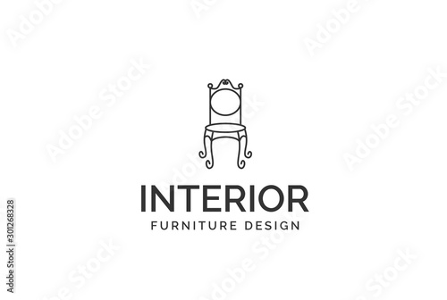 Classic chair furniture interior logo design flat vector graphics