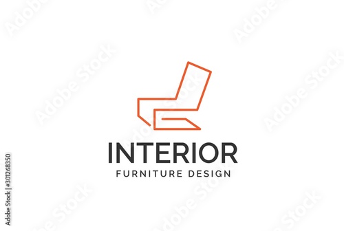 Simple minimalist and modern chair furniture interior logo design flat vector graphics