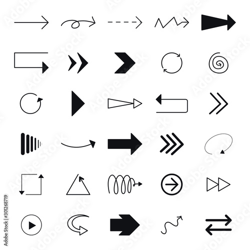 Simple Arrows Set Black Icons photo
